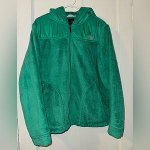 Green Fuzzy North Face Jacket